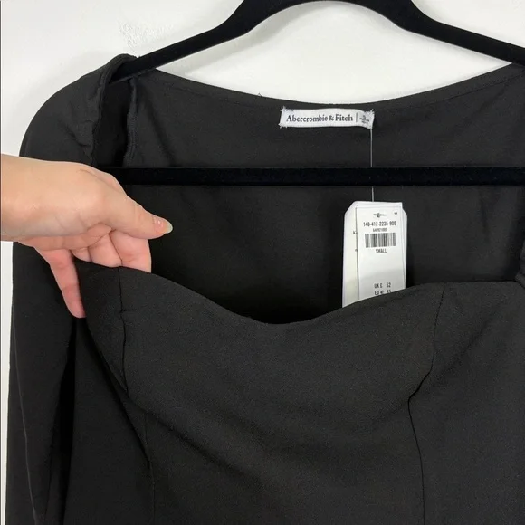 Abercrombie Long Sleeve Crop Top Sweetheart Neckline Black Women’s Size Small - Picture 6 of 7
